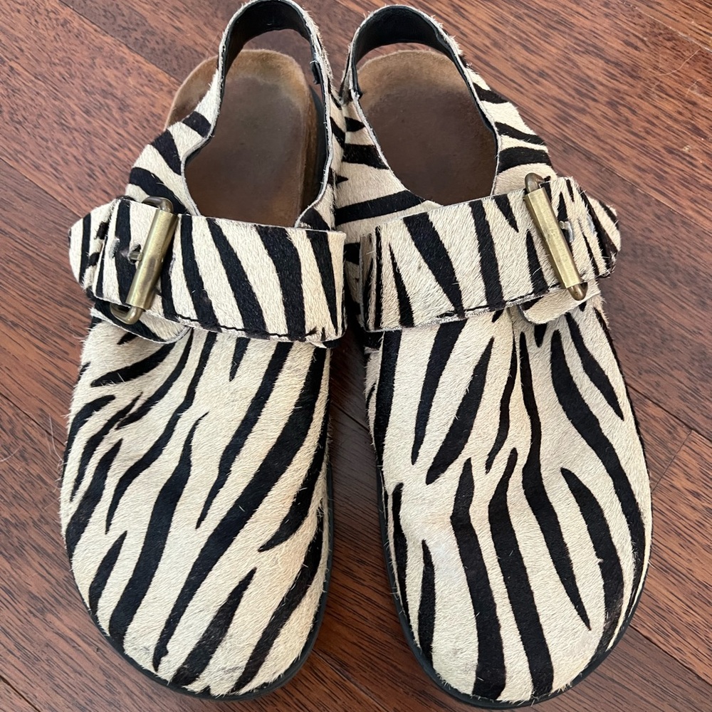 Free People Black and White Zebra Mules